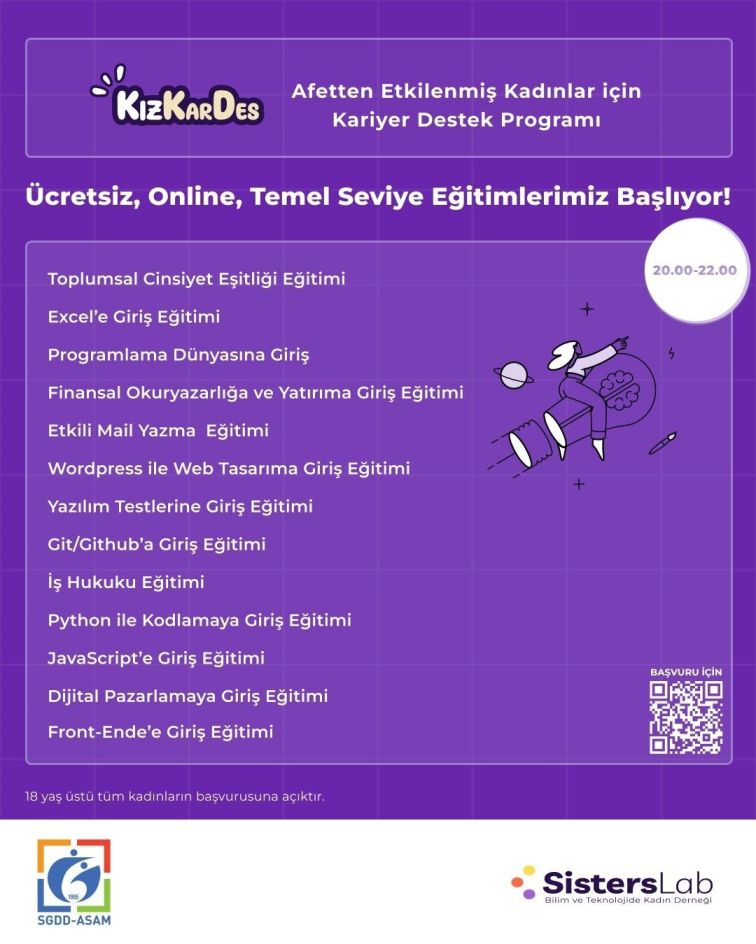 KızKarDes Projesi Ücretsiz Dijital ve Teknik Eğitimler