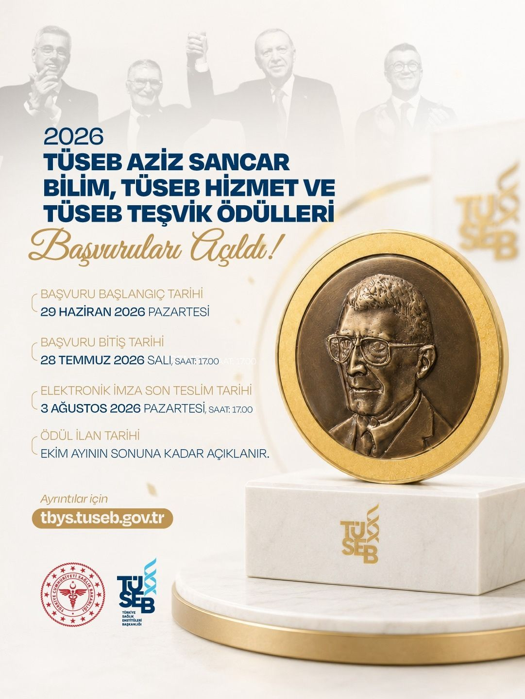 2026 Yılı TÜSEB Aziz Sancar Bilim Ödülü ve TÜSEB Hizmet Ödülü ve TÜSEB Teşvik Ödülü Çağrıları