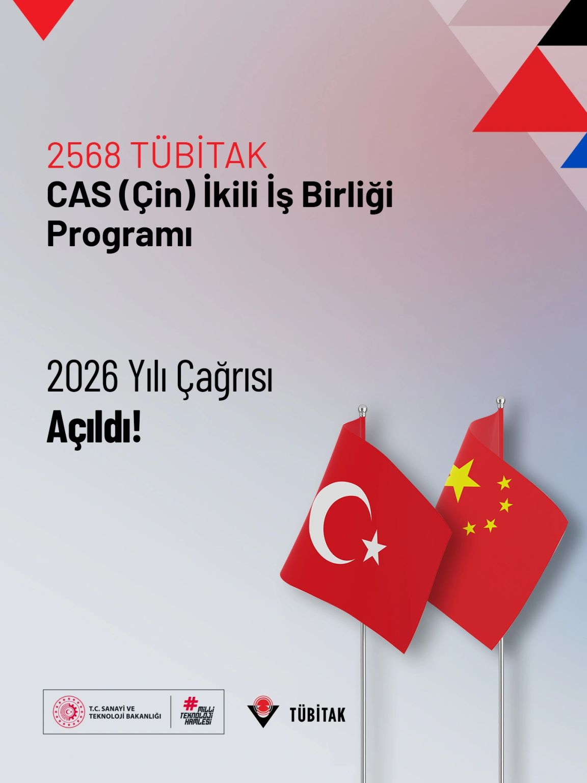 2568 TÜBİTAK-CAS Çin İkili İş Birliği Çağrısı