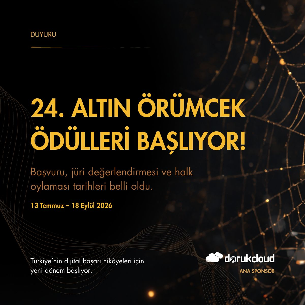 DorukCloud 24. Altın Örümcek Ödülleri Başvuruları