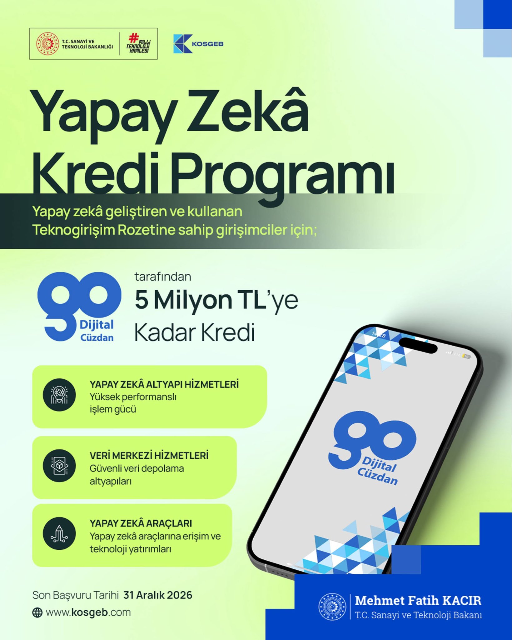 Yapay Zekâ Geliştiren ve Kullanan Girişimlere Kredi Desteği