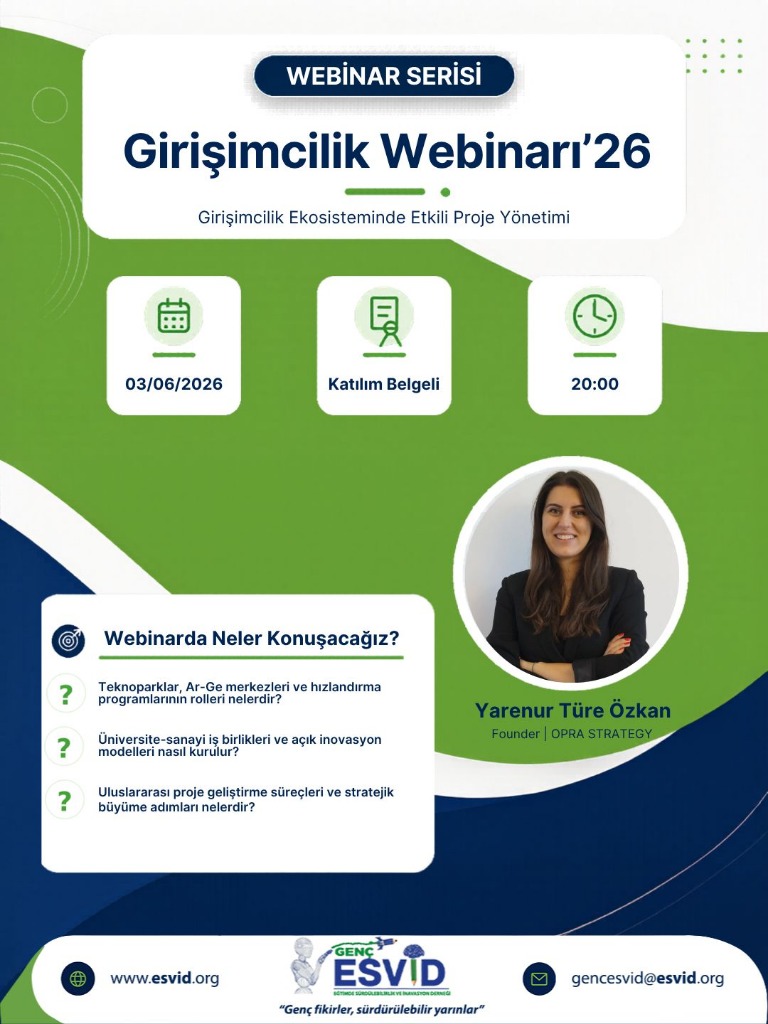 Girişimcilik Webinarı'26: Girişimcilik Ekosisteminde Etkili Proje Yönetimi